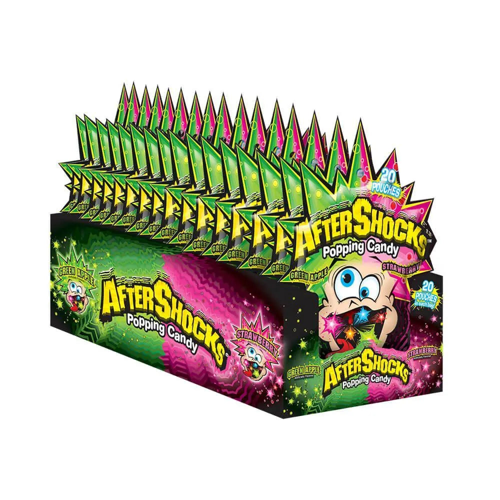 AfterShocks Popping Candy Packs - Green Apple and Strawberry: 16-Piece Box