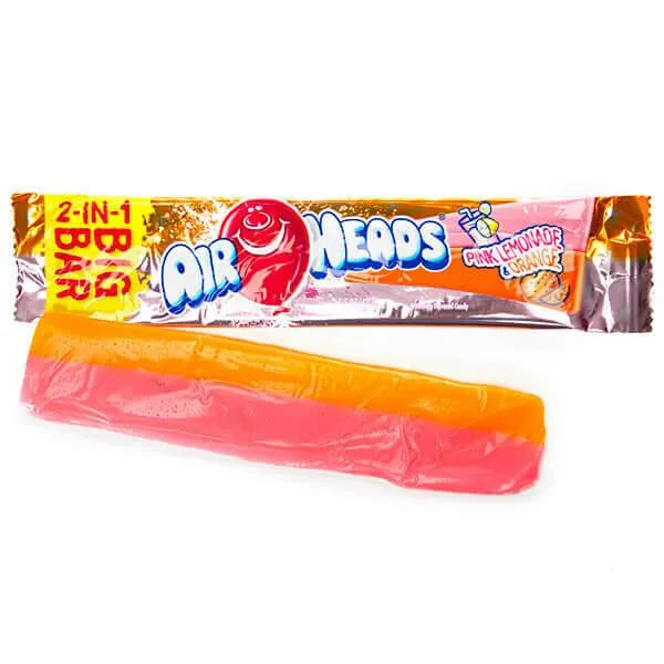 AirHeads Big Bar Taffy Candy - Pink Lemonade and Orange: 24-Piece Box