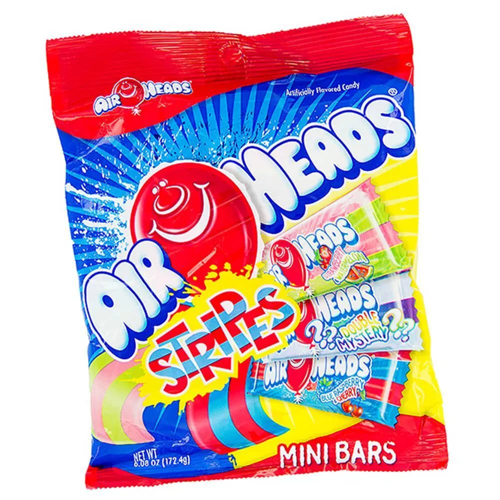 AirHeads Striped Taffy Mini Candy Bars Packs: 12-Piece Box