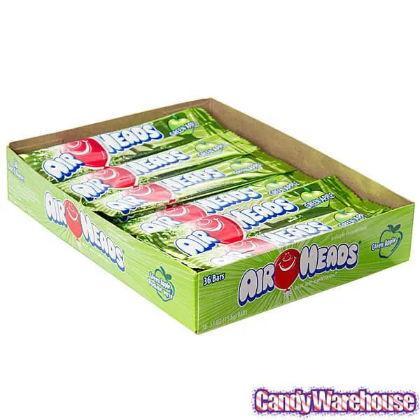 AirHeads Taffy Candy Bars - Green Apple: 36-Piece Box