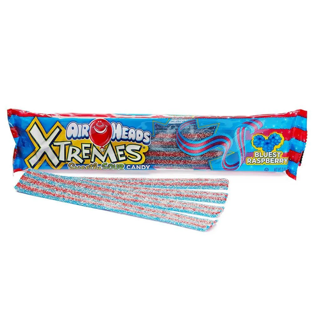 AirHeads Xtremes Sour Belts 2-Ounce Packs - Blue Raspberry: 18-Piece Box