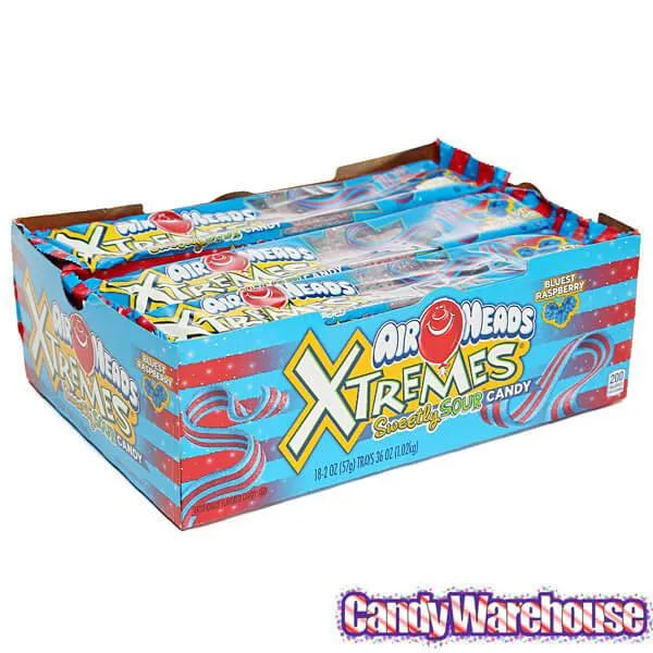 AirHeads Xtremes Sour Belts 2-Ounce Packs - Blue Raspberry: 18-Piece Box