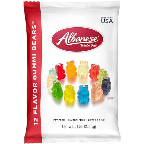 Albanese Gourmet 12-Flavors Gummy Bears: 5LB Bag