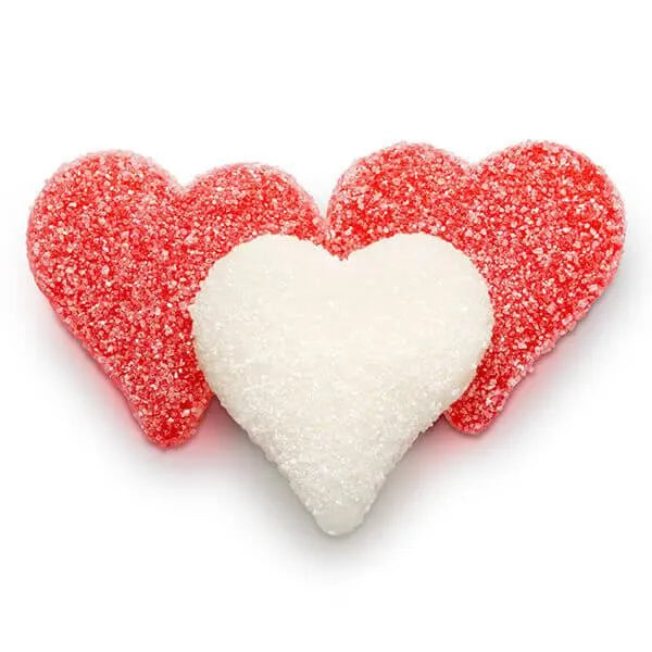 Albanese Sour Sanded Red & White Gummy Hearts: 4.5LB Bag