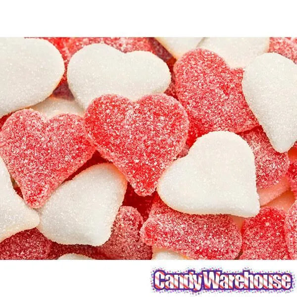 Albanese Sour Sanded Red & White Gummy Hearts: 4.5LB Bag