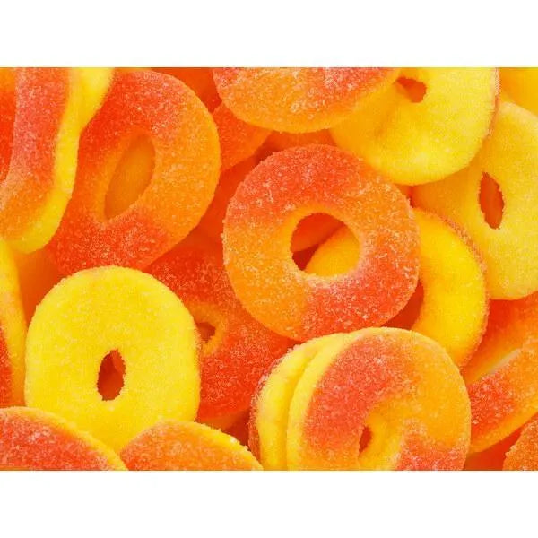 Albanese Sugar Free Peach Gummy Rings Candy: 4.5LB Bag