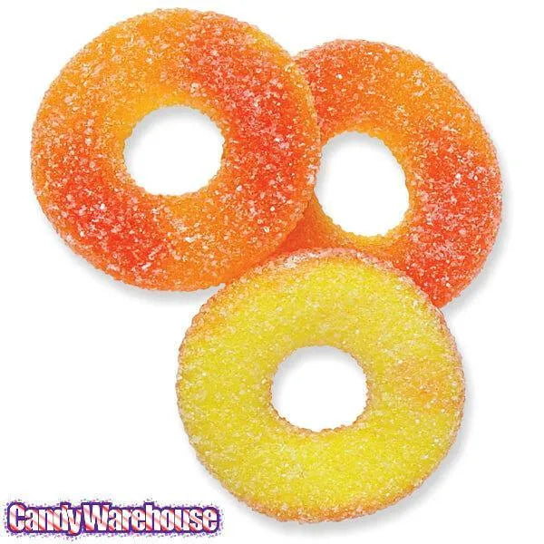 Albanese Sugar Free Peach Gummy Rings Candy: 4.5LB Bag