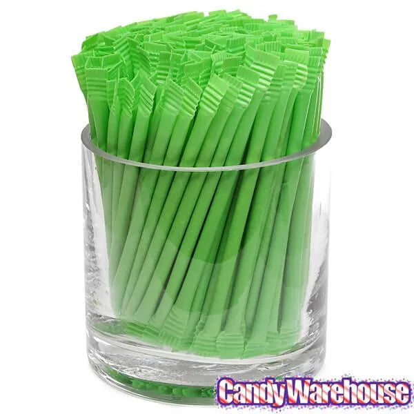 Albert's Candy Powder Filled Plastic Mini Straws - Green Apple: 240-Piece Bag