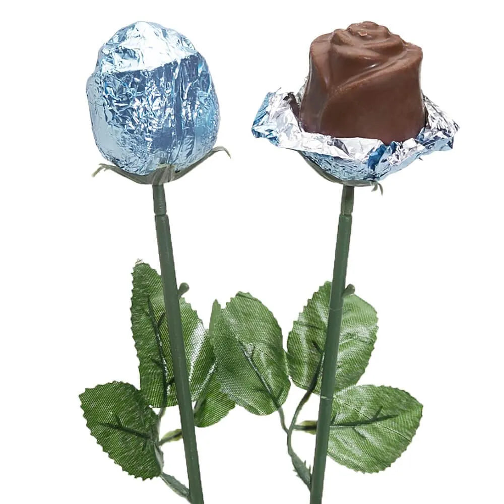 Albert's Foiled Milk Chocolate Roses - Light Blue: 20-Piece Bouquet