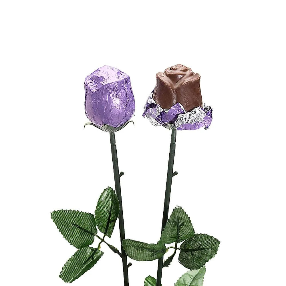 Albert's Foiled Milk Chocolate Roses - Purple: 20-Piece Bouquet