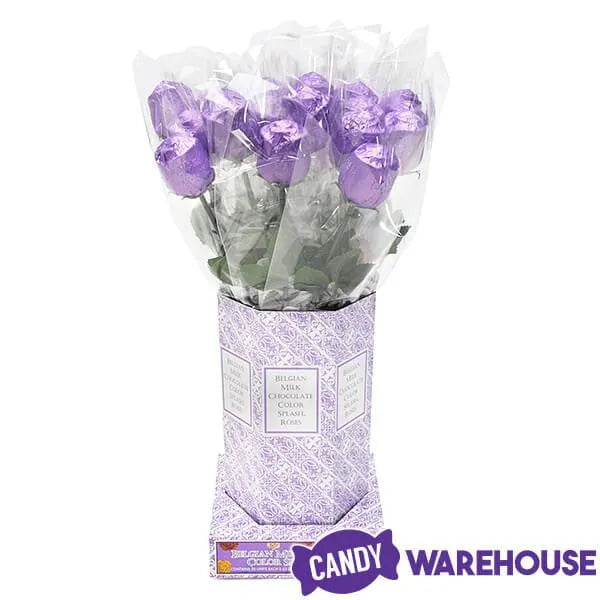 Albert's Foiled Milk Chocolate Roses - Purple: 20-Piece Bouquet