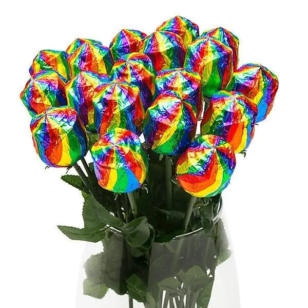 Albert's Foiled Milk Chocolate Roses - Rainbow: 20-Piece Bouquet