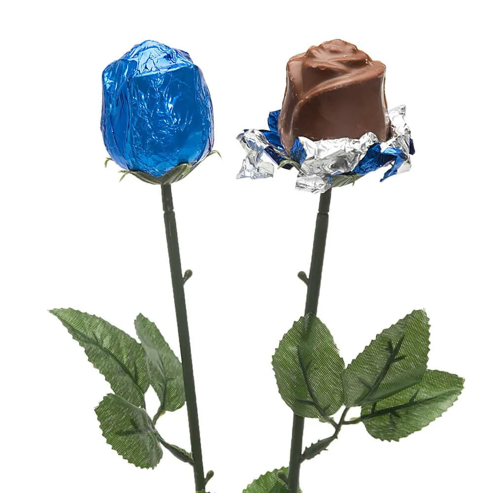 Albert's Foiled Milk Chocolate Roses - Royal Blue: 20-Piece Bouquet