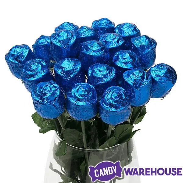 Albert's Foiled Milk Chocolate Roses - Royal Blue: 20-Piece Bouquet