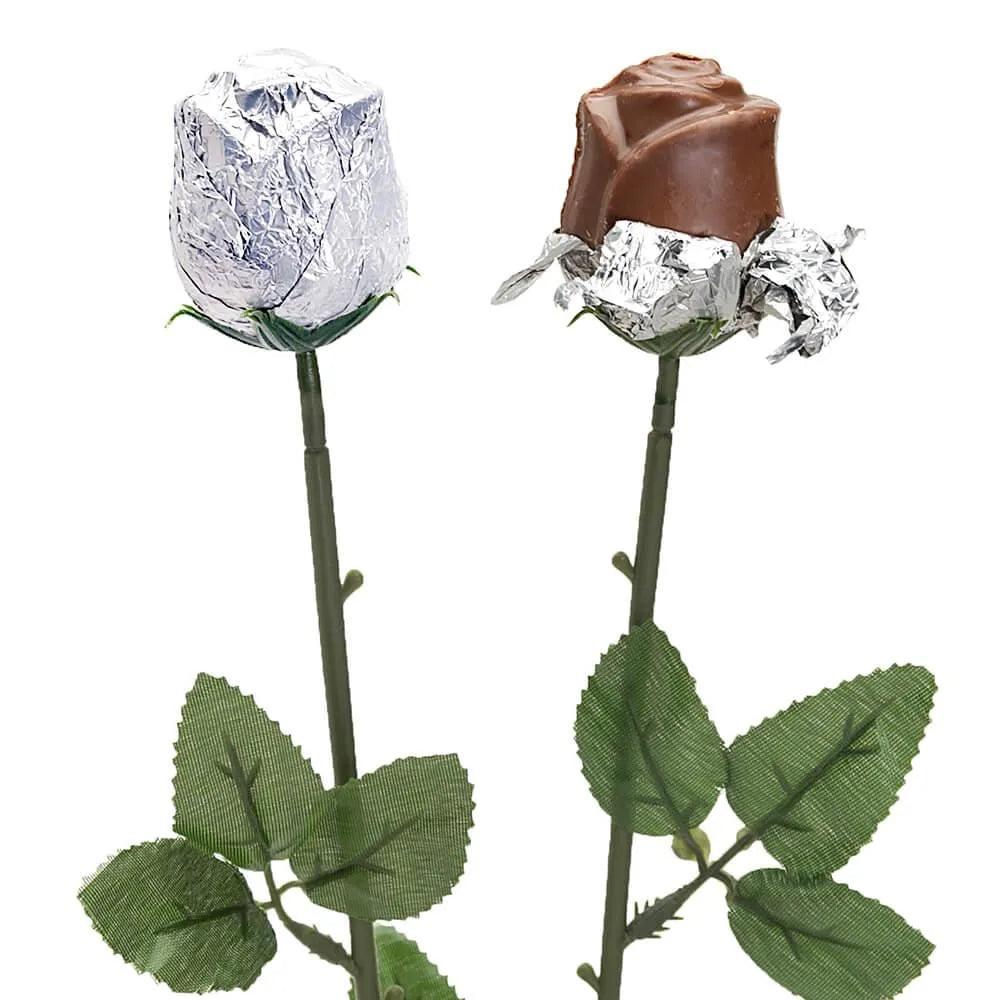 Albert's Foiled Milk Chocolate Roses - Silver: 20-Piece Bouquet