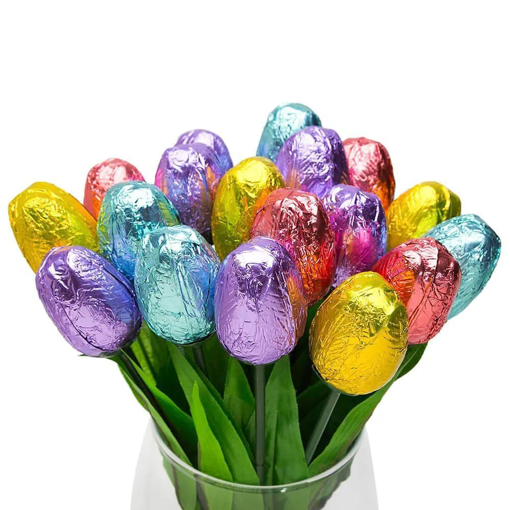 Albert's Foiled Milk Chocolate Tulips: 18-Piece Bouquet