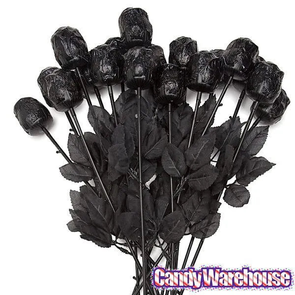 Albert's Halloween Gothic Black Chocolate Roses: 18-Piece Box