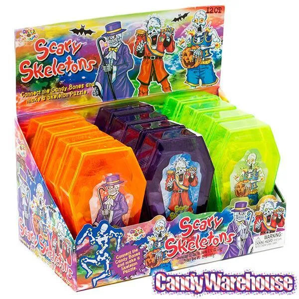 Albert's Scary Skeletons Interlocking Bones Candy Coffins: 12-Piece Display