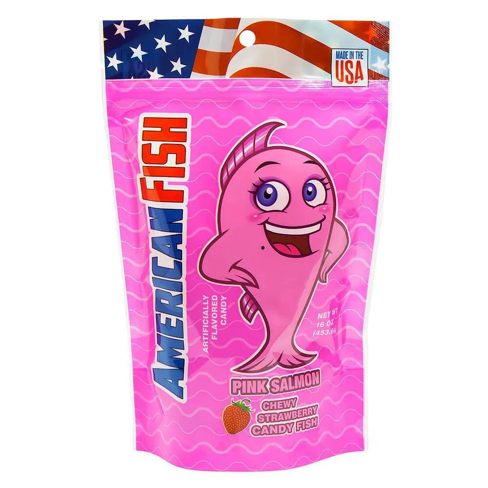 American Fish Chewy Candy - Pink: 16-Ounce Bag