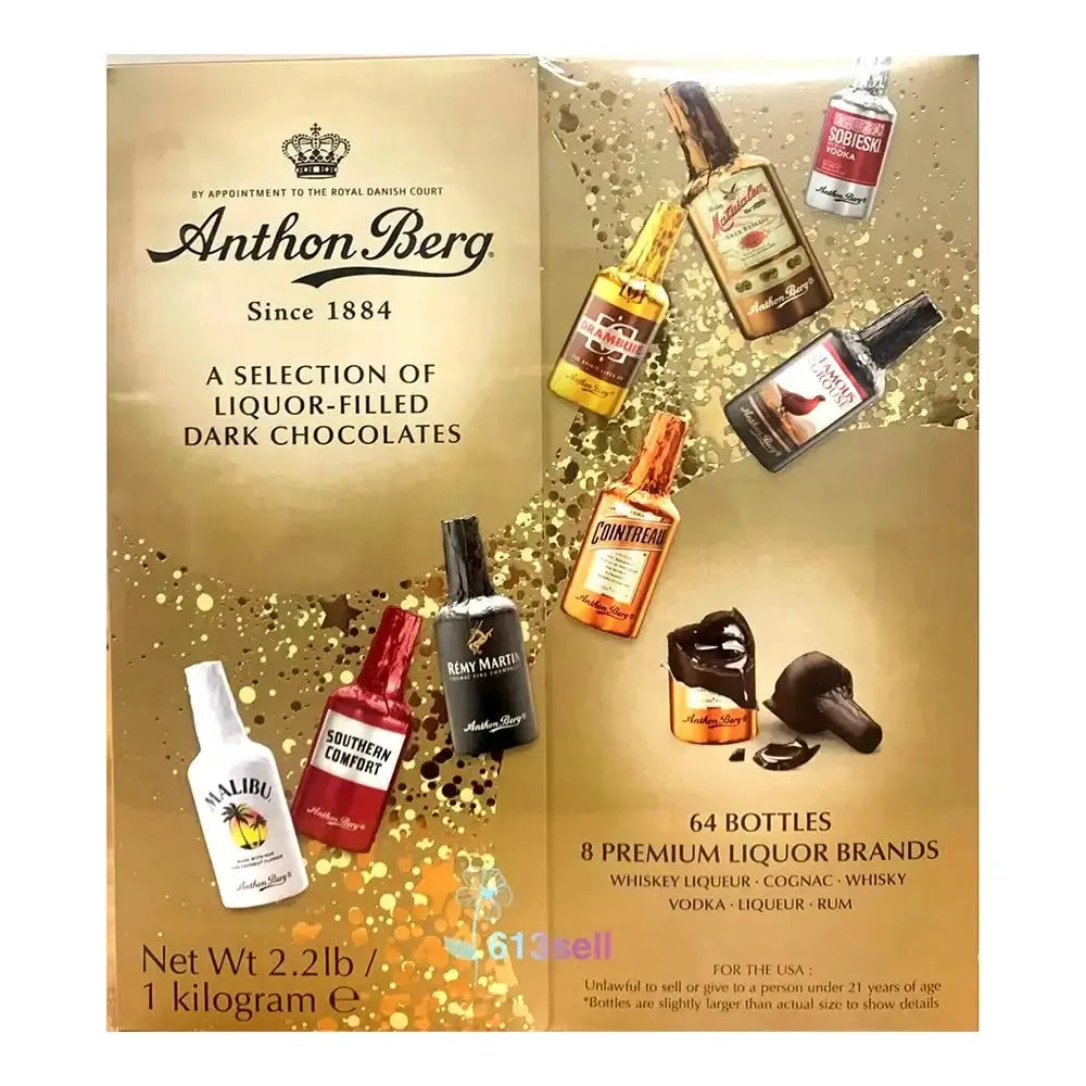 Anthon Berg Liquor Filled Chocolate Bottles: 64-Piece Box