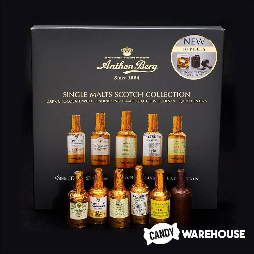 Anthon Berg Single Malt Scotch Chocolate Liquor Bottles: 10-Piece Gift Box