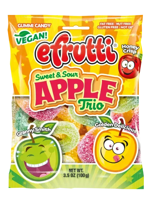 Efrutti Sweet &amp; Sour Apple Trio Gummy: 12-Piece Case