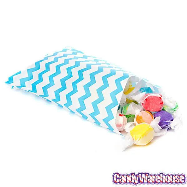 Aqua Blue Chevron Stripe Candy Bags: 25-Piece Pack