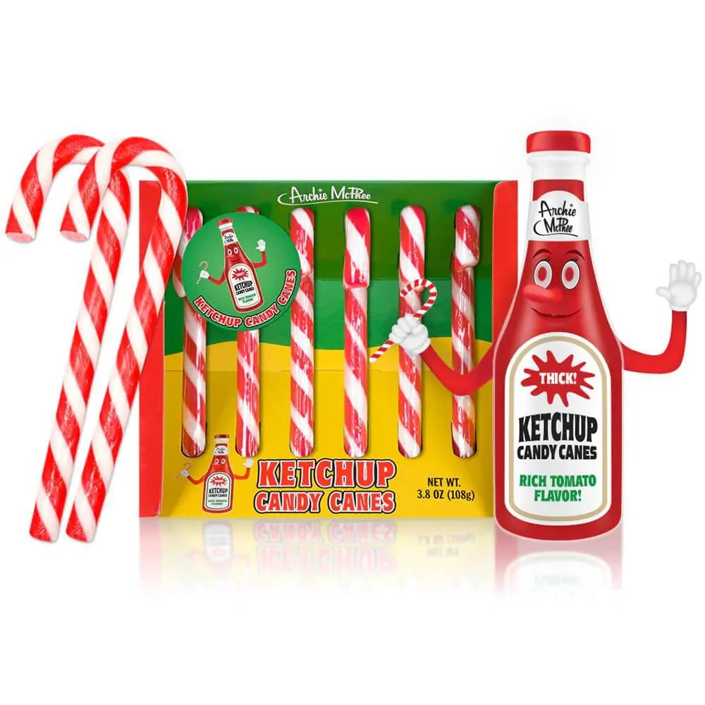 Archie McPhee Ketchup Candy Canes: 6-Piece Box