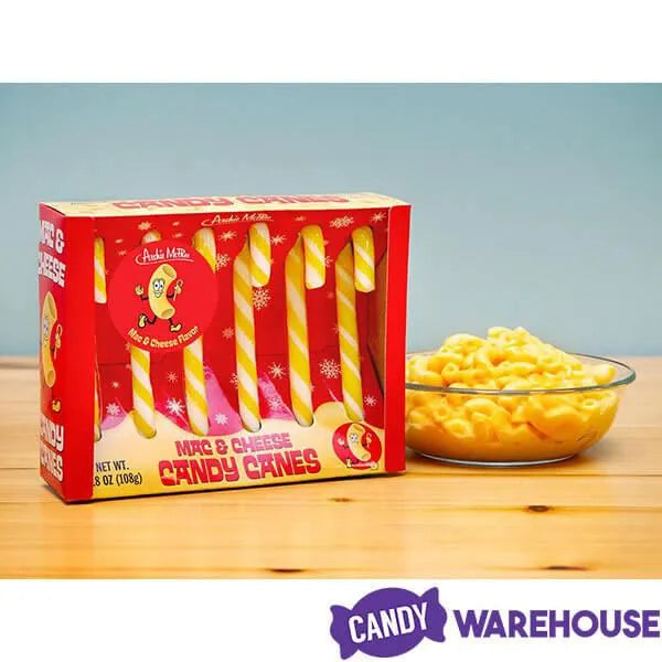 Archie McPhee Mac and Cheese Candy Canes: 6-Piece Box