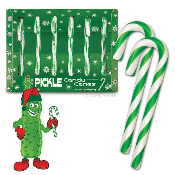 Archie McPhee Pickle Candy Canes: 6-Piece Box