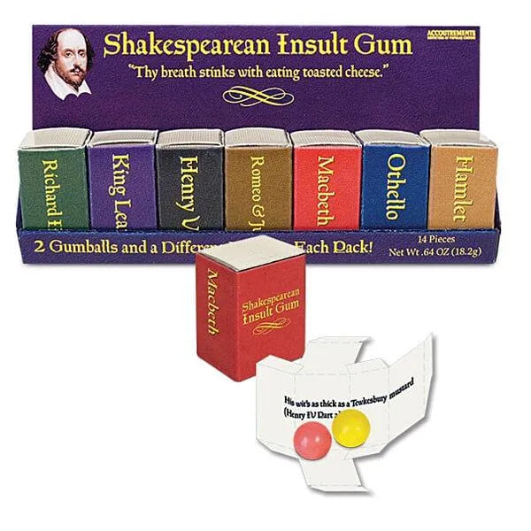 Archie McPhee Shakespearean Insult Gum Packs: 7-Piece Set