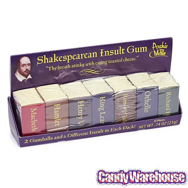 Archie McPhee Shakespearean Insult Gum Packs: 7-Piece Set