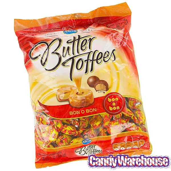 Arcor Bon o Bon Peanut Butter Filled Butter Toffees Candy: 1LB Bag