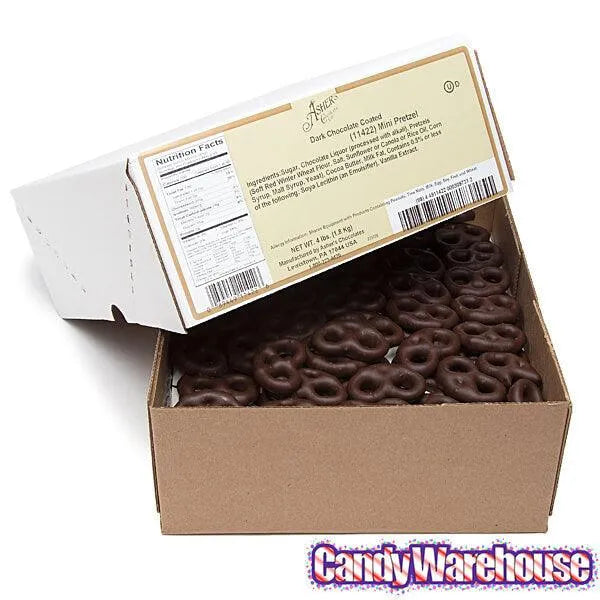 Asher's Dark Chocolate Covered Mini Pretzels: 4LB Box