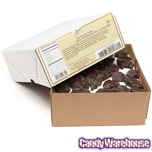 Asher's Dark Chocolate Pecan Caramel Patties: 5LB Box