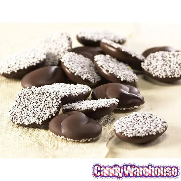 Asher's Deluxe Dark Chocolate Drops with White Nonpareils: 8LB Box