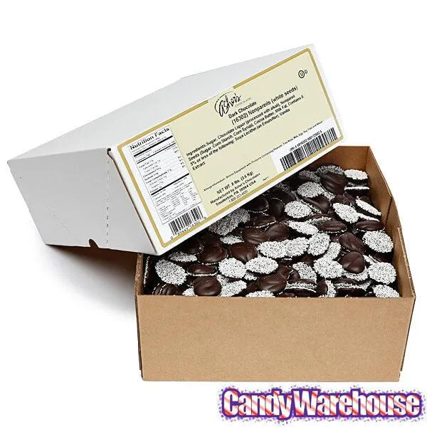 Asher's Deluxe Dark Chocolate Drops with White Nonpareils: 8LB Box