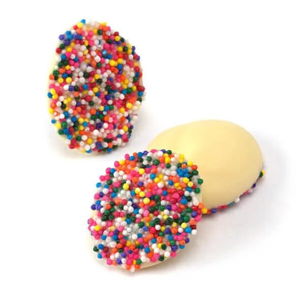 Asher's Deluxe White Chocolate Drops with Rainbow Nonpareils: 8LB Box