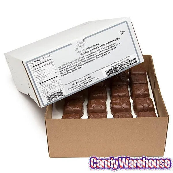 Asher's Milk Chocolate Covered Jumbo Marshmallows: 5LB Box