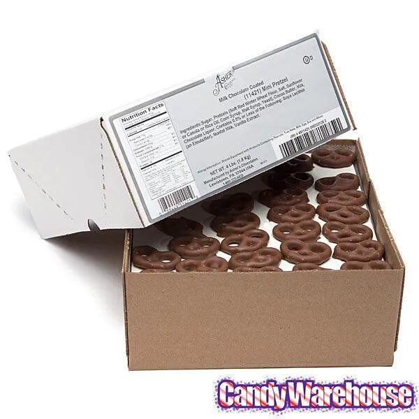 Asher's Milk Chocolate Covered Mini Pretzels: 4LB Box