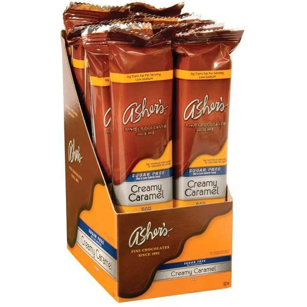 Asher's Sugar Free Chocolate Candy Bars - Caramel: 12-Piece Box