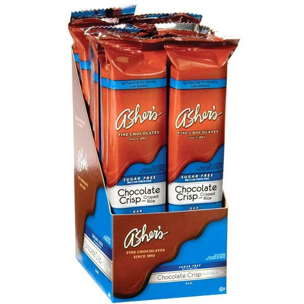 Asher's Sugar Free Chocolate Candy Bars - Chocolate Crisp: 12-Piece Box