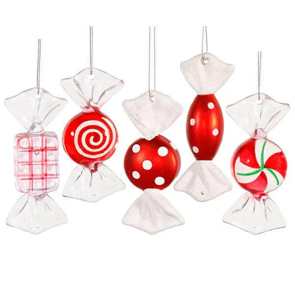 Assorted Peppermint Candy Ornaments - 3.5 Inch: 5-Piece Box