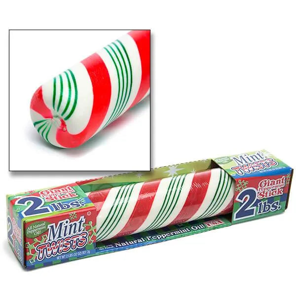 Atkinson Giant Christmas Hard Candy Mint Stick: 2LB Gift Box