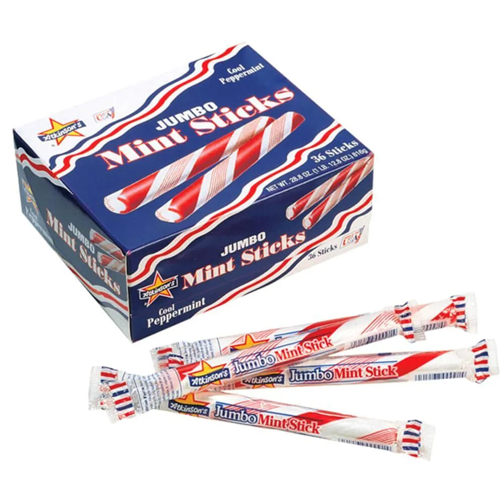 Atkinson Jumbo Mint Sticks Hard Candy: 36-Piece Box