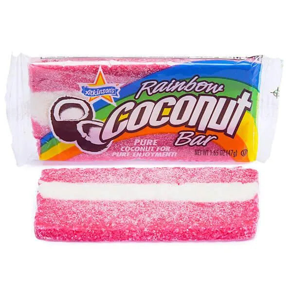 Atkinson Rainbow Coconut Candy Bars: 24-Piece Box