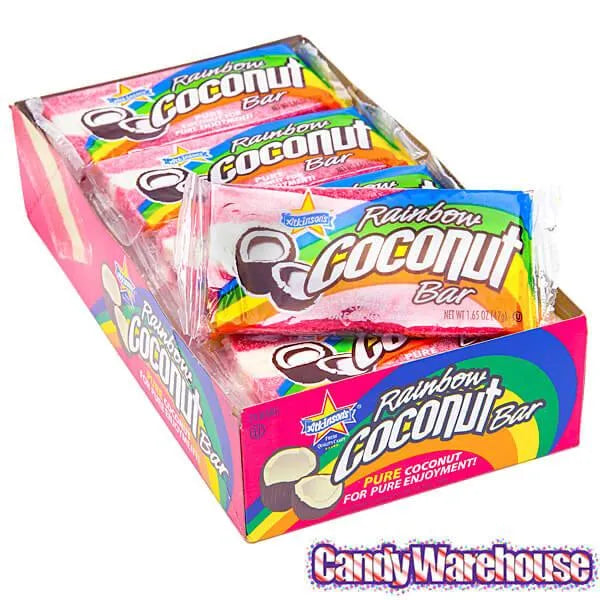 Atkinson Rainbow Coconut Candy Bars: 24-Piece Box