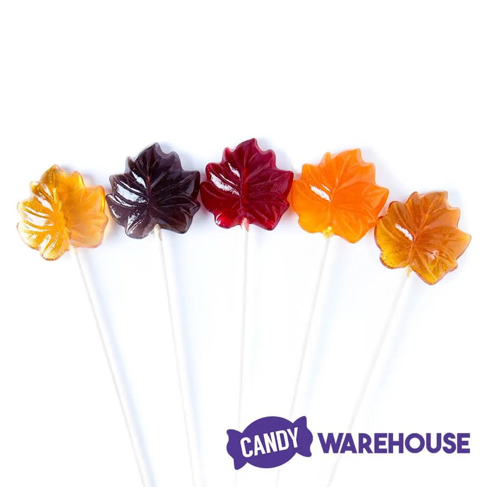 Autumn Maple Tree Leaves Hard Candy Lollipops: 12-Piece Bag