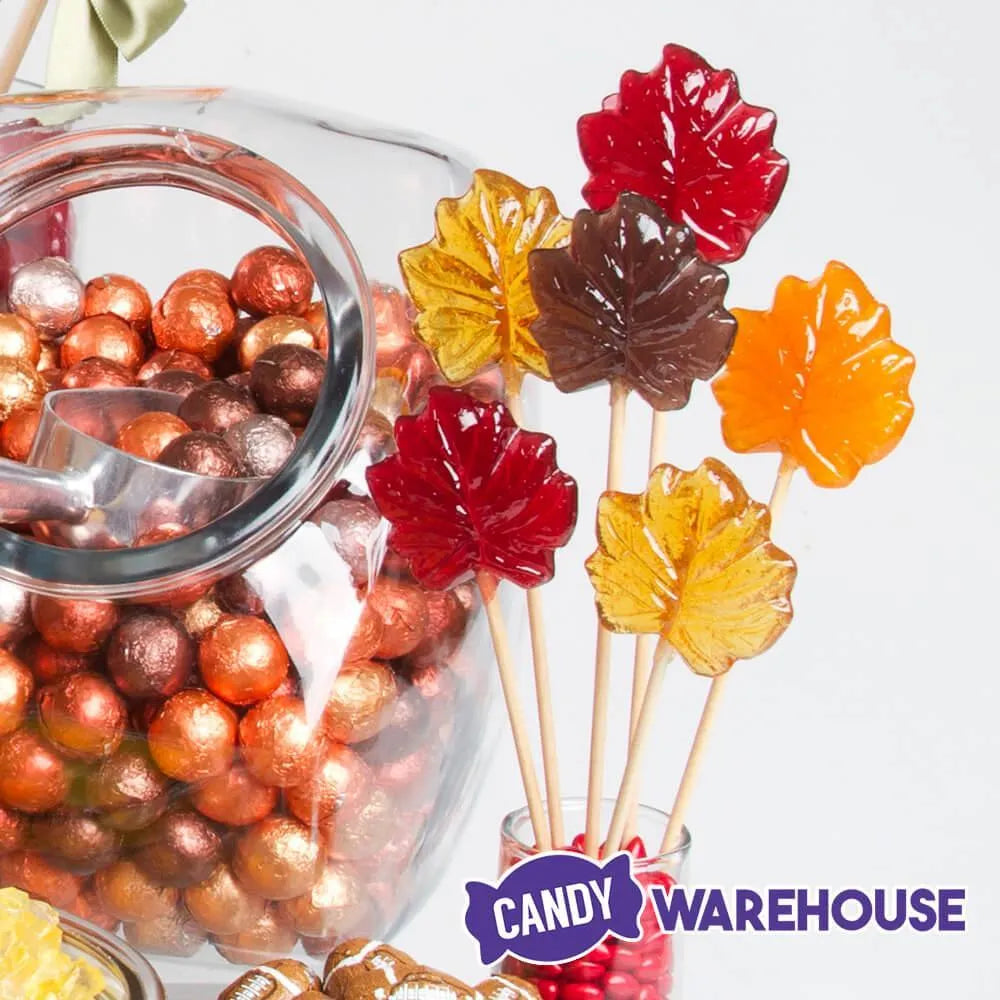 Autumn Maple Tree Leaves Hard Candy Lollipops: 12-Piece Bag