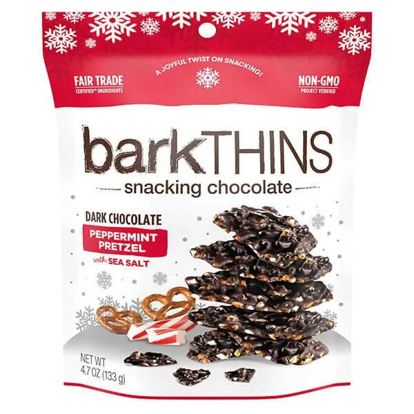 Bark Thins Dark Chocolate Peppermint Pretzel with Sea Salt: 4.7-Ounce Bag